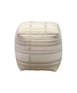 Cosma Pouf Quadrato Ecrù e Bianco 40x40 cm in Cotone e Lana