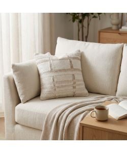 Cosma Cuscino Quadrato 45x45 cm Ecr� e Bianco in Cotone e Lana