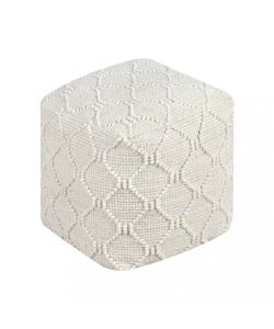Cosma Pouf Quadrato Bianco in Juta/Lana 40x40 cm Design Moderno