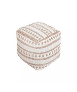 Cosma Pouf Quadrato 40x40 cm in Lana e Cotone Bianco/Marrone