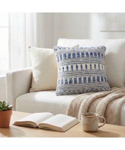 Cosma Cuscino Quadrato 45x45 cm Bianco e Blu Melange in Cotone