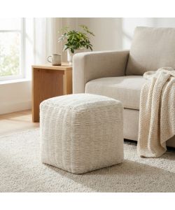 Cosma Pouf Quadrato in CotonexLana Bianco 40x40 cm Design Moderno