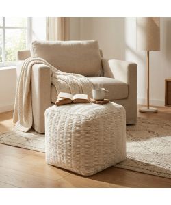 Cosma Pouf Quadrato in CotonexLana Bianco 40x40 cm Design Moderno