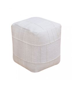Cosma Pouf Quadrato Bianco 40x40 cm in Cotone/Lana Fisso Moderno