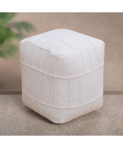 Cosma Pouf Quadrato Bianco 40x40 cm in Cotone/Lana Fisso Moderno