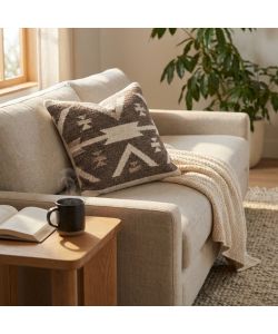 Cosma Cuscino Romaric 45x45 cm Bianco/Taupe Quadrato in Cotone e Lana
