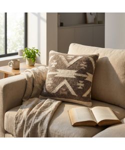 Cosma Cuscino Romaric 45x45 cm Bianco/Taupe Quadrato in Cotone e Lana