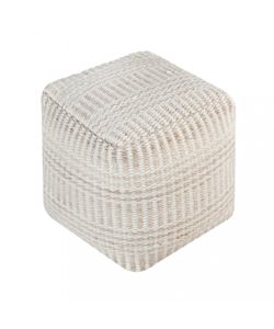 Cosma Pouf Quadrato in Cotonex e Lana 40x40 cm Ecrù e Bianco