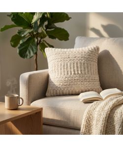 Cosma Cuscino Rom�o Ecr� e Bianco Quadrato 45x45 cm in Cotone e Lana