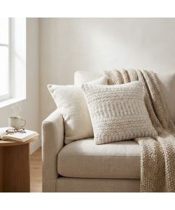 Cosma Cuscino Roméo Ecrù e Bianco Quadrato 45x45 cm in Cotone e Lana