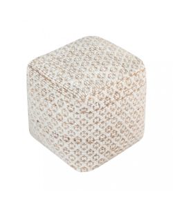 Cosma Pouf Quadrato in Juta e Lana 40x40 cm Bianco/Marrone Moderno
