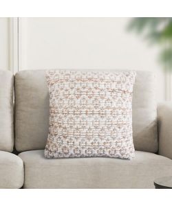 Cosma Cuscino Quadrato 45x45 cm in Juta e Lana Marrone Chiaro e Bianco