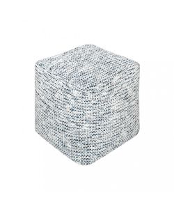 Cosma Pouf Quadrato 40x40 cm Bianco Blu Melange in Cotone Fisso