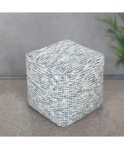 Cosma Pouf Quadrato 40x40 cm Bianco Blu Melange in Cotone Fisso