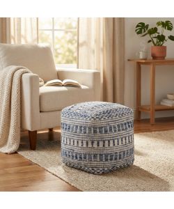 Cosma Pouf Fisso Quadrato 40x40 cm Blu/Azzurro in Cotonex e Lana