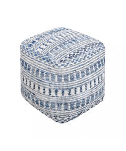 Cosma Pouf Fisso Quadrato 40x40 cm Blu/Azzurro in Cotonex e Lana