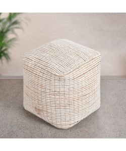 Cosma Pouf Quadrato Ecrù in Lana e Juta 40x40 cm - Design Moderno