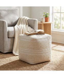 Cosma Pouf Quadrato in Lana 40x40 cm Ecr� Fisso Design Moderno