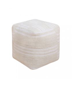 Cosma Pouf Quadrato in Lana 40x40 cm Ecrù Fisso Design Moderno