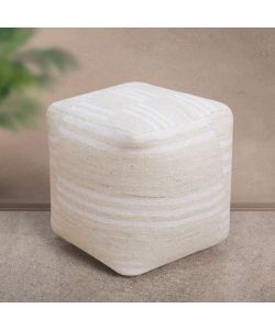 Cosma Pouf Quadrato in Lana 40x40 cm Ecrù Fisso Design Moderno