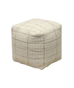 Cosma Pouf Quadrato in Lana Ecrù 40x40 cm Fisso per Casa e Ufficio