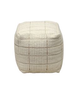 Cosma Pouf Quadrato in Lana Ecrù 40x40 cm Fisso per Casa e Ufficio