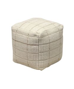 Cosma Pouf Quadrato in Lana Ecrù 40x40 cm Fisso per Casa e Ufficio