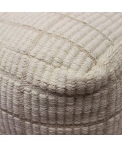 Cosma Pouf Quadrato in Lana Ecrù 40x40 cm Fisso per Casa e Ufficio