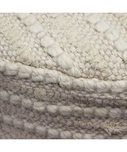 Cosma Sgabello Circolare in Legno e Lana 40x70 cm Bianco e Marrone Chiaro