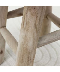 Cosma Sgabello Circolare in Legno e Lana 40x70 cm Bianco e Marrone Chiaro