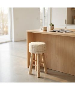 Cosma Sgabello Valentin Cucina in Legno e Lana 40x40x70 cm Bianco