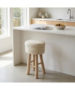 Cosma Sgabello Valentin Cucina in Legno e Lana 40x40x70 cm Bianco