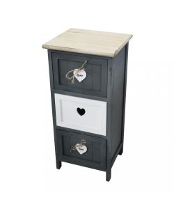 Cosma Mobiletto 3 Cassetti Grigio in Legno Stile Shabby Chic 30x27,5x63