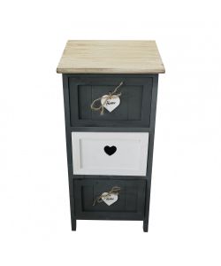 Cosma Mobiletto 3 Cassetti Grigio in Legno Stile Shabby Chic 30x27,5x63