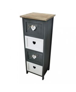 Cosma Mobiletto 4 Cassetti Grigio in Legno Stile Shabby Chic 30x27,5x81 cm