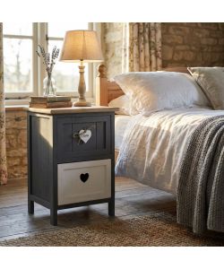 Cosma Mobiletto 2 Cassetti Grigio in Legno Stile Shabby Chic 30x27,5x45 cm