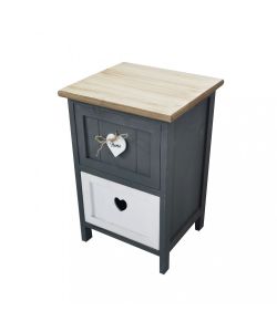Cosma Mobiletto 2 Cassetti Grigio in Legno Stile Shabby Chic 30x27,5x45 cm