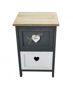 Cosma Mobiletto 2 Cassetti Grigio in Legno Stile Shabby Chic 30x27,5x45 cm