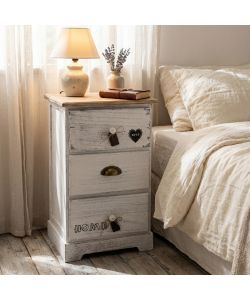 Cosma Mobiletto 3 Cassetti Bianco in Legno Stile Shabby Chic 35x28x56 cm