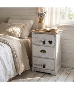 Cosma Mobiletto 3 Cassetti Bianco in Legno Stile Shabby Chic 35x28x56 cm