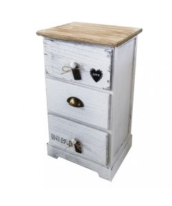Cosma Mobiletto 3 Cassetti Bianco in Legno Stile Shabby Chic 35x28x56 cm