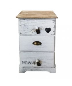 Cosma Mobiletto 3 Cassetti Bianco in Legno Stile Shabby Chic 35x28x56 cm