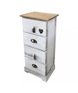 Cosma Mobiletto Ander 4 Cassetti Bianco 35x28x73 cm Stile Shabby Chic