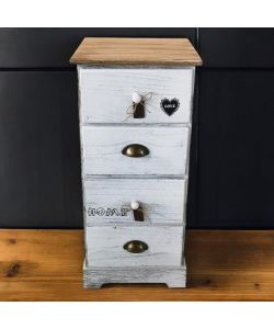 Cosma Mobiletto Ander 4 Cassetti Bianco 35x28x73 cm Stile Shabby Chic