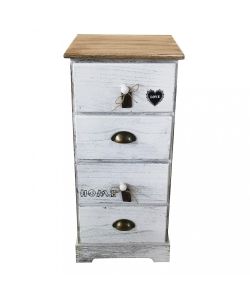 Cosma Mobiletto Ander 4 Cassetti Bianco 35x28x73 cm Stile Shabby Chic