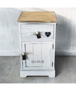 Cosma Mobiletto Bianco 1 Cassetto 1 Anta 35x28x56 cm Stile Shabby Chic