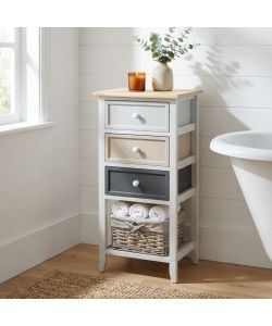 Cosma Mobiletto Andres 4 Cassetti Grigio Chiaro Shabby Chic 35x28x73 cm