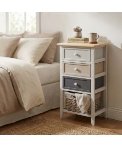 Cosma Mobiletto Andres 4 Cassetti Grigio Chiaro Shabby Chic 35x28x73 cm