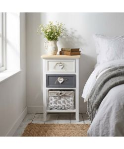 Cosma Mobiletto 3 Cassetti Grigio Chiaro in Legno 35x28x62 cm Shabby Chic