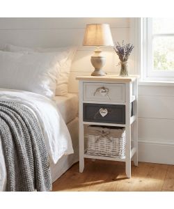 Cosma Mobiletto 3 Cassetti Grigio Chiaro in Legno 35x28x62 cm Shabby Chic